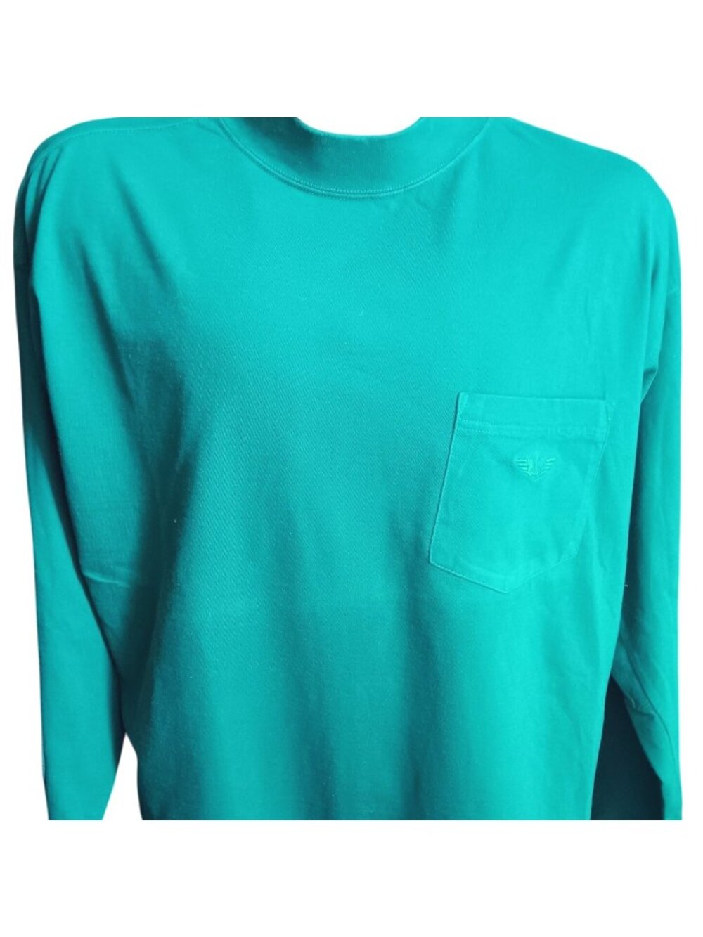 True Vintage T-shirt Levi's Large Dockers Teal Mock Neck Long Sleeve Shirt 1990s